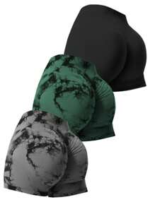 Easithlete Quần short lưng cao liền mạch co giãn cho nữ, trang phục thể thao thường ngày - Nhiều màu - Xem 1