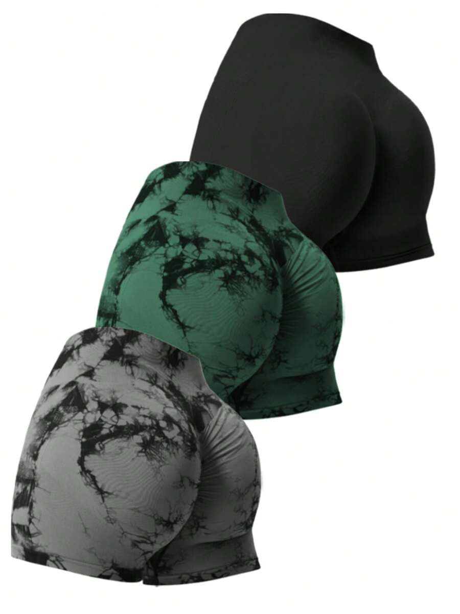 Easithlete Quần short lưng cao liền mạch co giãn cho nữ, trang phục thể thao thường ngày - Nhiều màu - Xem 1