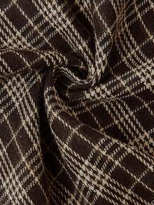 SHEIN Clasi 大码圣诞拼色格子蝴蝶结装饰长裙 - 咖啡棕 - 查看 3