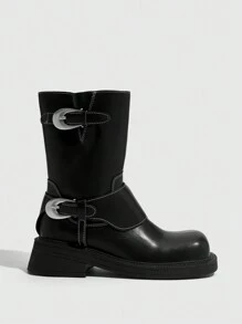 CUCCOO GRLICON Damen Y2K Punk Stil Knöchel Stiefel, geeignet für Halloween, Weihnachten, Party Outfits - Schwarz - Übersicht 11