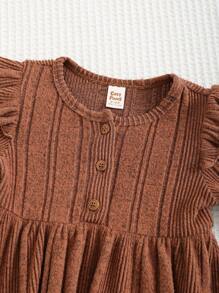 Cozy Pixies 1buc rochie pentru fetiță, culoare uni, cu gât rotund, cu volană, cu talie