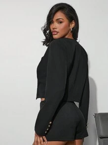 Hauture Blusa casual de manga larga con botones y cuello liso para uso diario