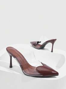 CUCCOO SZL Women's Solid Color Pointed Toe Fashionable Elegant Sweet High Heels New Year Holiday Valentines - Brown - View 5