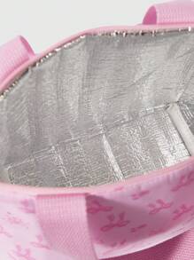 ROMWE Kawaii 可爱粉色蝴蝶结时尚手提午餐袋，保温且容量大 - 粉色 - 查看 5