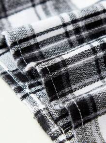 Cozy Pixies 2pcs Baby Boy Houndstooth Collar Long Sleeve Cardigan And Bib Pants Set , Baby Boy Clothes