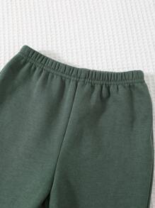 Cozy Pixies 2 件装男婴卡通恐龙图案针织柔软插肩袖套头衫和松紧腰裤套装 - 綠色 - 查看 7