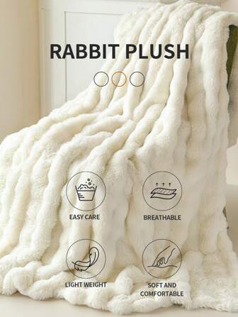 1pc Super Soft & Smooth Rabbit Fur Blanket, Provides Warm And Cozy Sleep Experience For Bed, Sofa, Throw