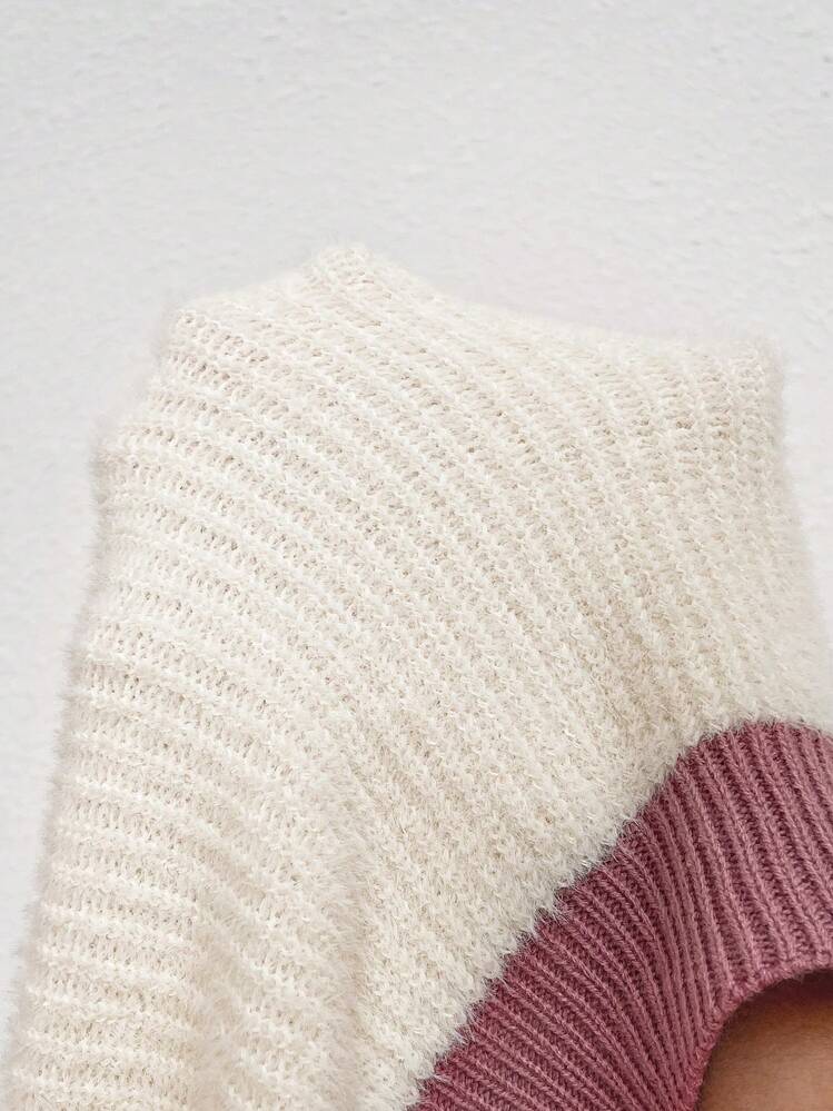 EMERY ROSE Plus Size Women's Color Block Striped Knit Crew Neck Long Sleeve Casual Regular Fit Pullover Sweater, Versatile For Autumn/Winter Knit Pullover Fall - Multicolor - View 6