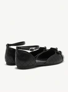 CUCCOO CHICEST 圆头舒适花卉图案优雅女士平底鞋适合圣诞节和新年假期氛围秋冬季 - 黑色 - 查看 3