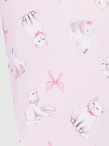 ROMWE Kawaii Hộp đựng cơm trưa thời trang in hình mèo nơ hồng dễ thương, dung tích lớn và cách nhiệt - Hồng - Xem 4