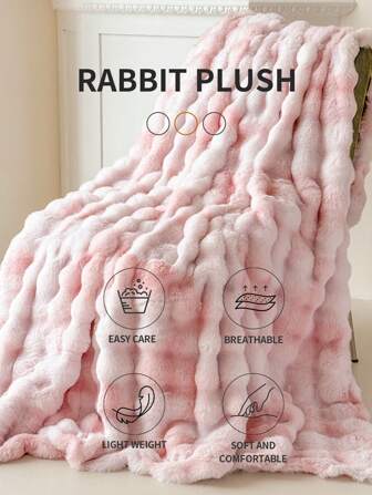 1pc Oversized Plush Rabbit Fur Blanket, Ultra Soft And Smooth For Cozy And Comfortable Sleep Or Sofa Throw,Fall Decor,Autumn Decor,Room Decor