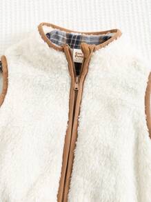 Cozy Pixies 3-delige babyjongensset: geruit revers lange mouwen overhemd met knoopjes, contrasterende kleur mouwloos dik vest en elastische taillebroek