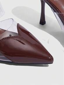CUCCOO SZL Women's Solid Color Pointed Toe Fashionable Elegant Sweet High Heels New Year Holiday Valentines - Brown - View 3