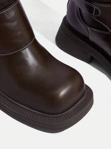 CUCCOO GRLICON 女式中筒靴，Y2K 风格，朋克摇滚，机车风，酷女孩装，适合万圣节、圣诞节和派对 - 棕色 - 查看 13