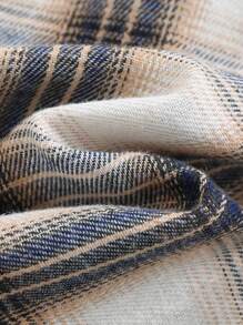 Cozy Pixies 3-delige babyjongensset: geruit revers lange mouwen overhemd met knoopjes, contrasterende kleur mouwloos dik vest en elastische taillebroek