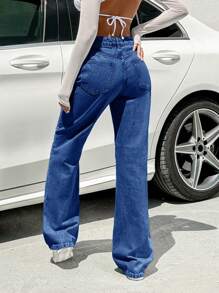 EURMUSE LOW WAIST WIDE LEG   WOMEN JEAN - Medium Wash - View 2