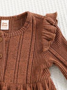 Cozy Pixies 1buc rochie pentru fetiță, culoare uni, cu gât rotund, cu volană, cu talie