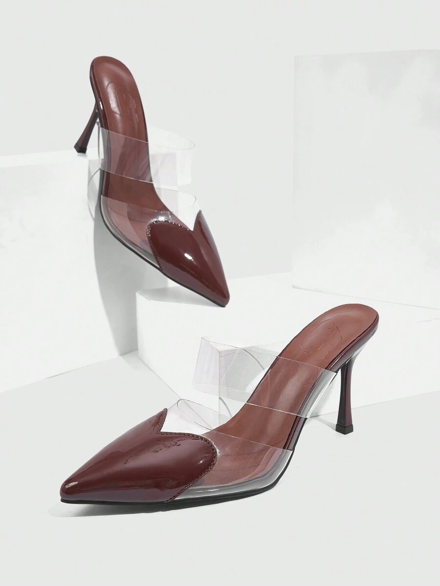 CUCCOO SZL Women's Solid Color Pointed Toe Fashionable Elegant Sweet High Heels New Year Holiday Valentines - Brown - View 1
