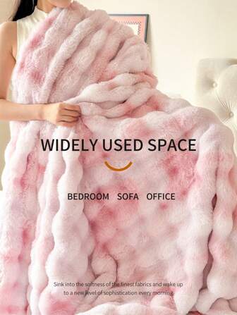 1pc Oversized Plush Rabbit Fur Blanket, Ultra Soft And Smooth For Cozy And Comfortable Sleep Or Sofa Throw,Fall Decor,Autumn Decor,Room Decor