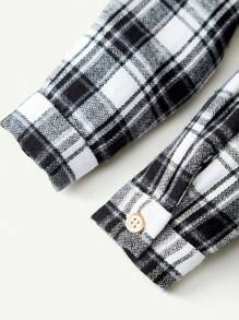 Cozy Pixies 2pcs Baby Boy Houndstooth Collar Long Sleeve Cardigan And Bib Pants Set , Baby Boy Clothes
