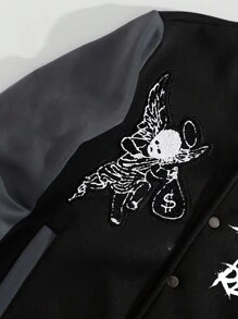 Aesthetic Post Áo khoác bóng chày thường ngày in chữ dài tay cài nút phía trước màu trơn cho nam - Nhiều màu - Xem 5