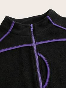 Innovista Innovista Women's Black And Purple Fleece Jacket,Autumn Athleisure Workout Zip Up Sweatshirt,Outdoor Warm Long Sleeve Coat For Hiking,Mountaineering,Ski&Sports - Black - View 15
