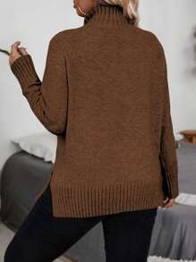 Plus Size Solid Color Crew Neck Long Sleeve Simple Pullover Top, Casual Daily Wear, For Winter