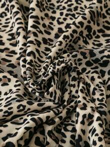 SHEIN LUNE Fall Clothes Casual Everyday Wear,Plus Size Women Shirts Leopard Print Round Neck Long Sleeve Casual Blouse Holiday Outfit