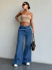 Cottnline WIDE LEG LOW WAIST LIGHT WASH - Medium Wash - View 8