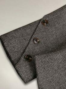 Calvaya 1pc Women Houndstooth Pattern Single-Breasted Notched Lapel Coat