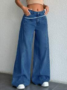 Cottnline WIDE LEG LOW WAIST LIGHT WASH - Medium Wash - View 6