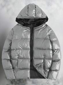 RueChic Chaqueta con cremallera acolchada de corte regular para hombre