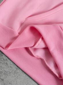Manfinity EMRG Áo hoodie lót nhiệt in chữ và ngôi sao túi Kangaroo dáng rộng cho nam, mùa thu/đông, vai trễ - Hồng - Xem 5