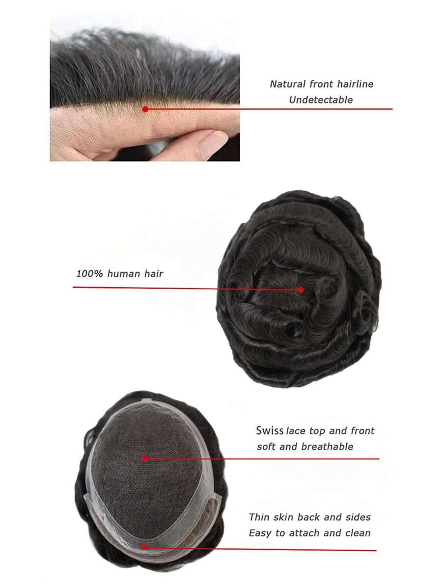 Swiss Lace Toupee For Men Human Hair Wigs Men Toupee Bleached Knot HD