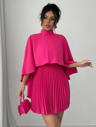 Selianne Elegant Pleated Romantic High Collar Women's Dress