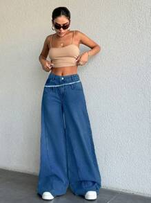 Cottnline WIDE LEG LOW WAIST LIGHT WASH - Medium Wash - View 5