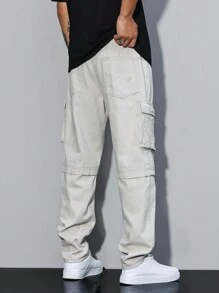 Manfinity LEGND Jeans casuales sencillos de unicolor con bolsillo y botones delanteros para hombre