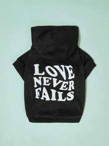 PETSIN 1pc Black Reflective Love Never Fails Slogan Pet Printed Hoodie - Multicolor - View 8