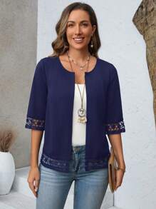 EMERY ROSE Women Winter Long Sleeve Coats, Fall Season Jacket Clothing - Navy Blue - View 3