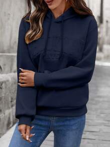 EMERY ROSE Women Casual Loose Hoodie With 3D Letter Graphic Graduation,Back To School Outfits,Graduation,Teacher Outfits For Women,Back To School Pullover Fall Outfit