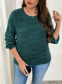 Calvaya Áo len nữ cỡ lớn kiểu dáng thường ngày, cổ tròn, tay phồng, chất liệu dệt kim, ôm dáng, thích hợp cho mùa thu/đông. - màu xanh lá - Xem 7