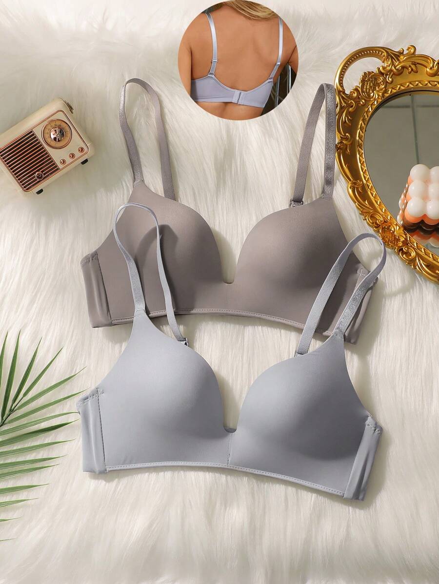 2 Packs Solid Wireless Bra - Multicolor - View 1