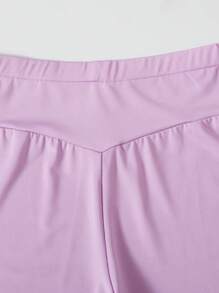 Tween Girls Wide Leg High Waist 5pcs/Set Fashionable Casual Uniform Modest Comfortable Versatile Flare Pants Autumn School Black Grey Pink Purple - Multicolor - View 8