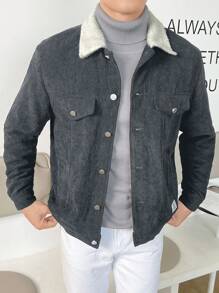 Manfinity VCAY Men Borg Collar Flap Detail Corduroy Jacket