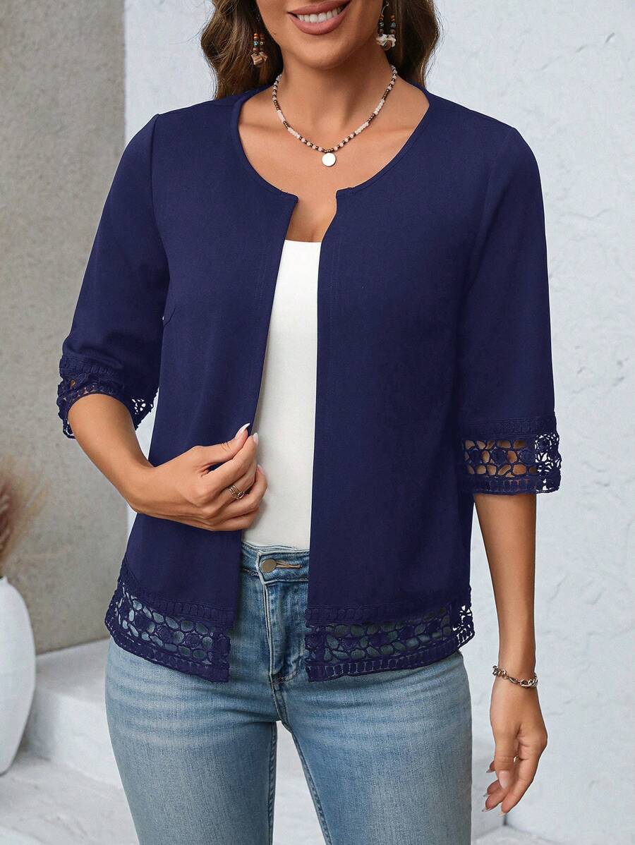 EMERY ROSE Women Winter Long Sleeve Coats, Fall Season Jacket Clothing - Navy Blue - View 1