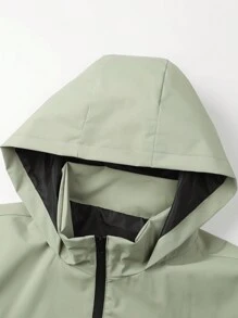 Manfinity Sport Corelite 1pc Boyfriend Style Men Casual Solid Color Hooded Sports Jacket, Autumn