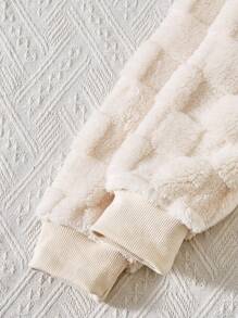 Sparklyn Tween 女孩休闲运动羊毛连帽运动衫和紧身裤 2 件套，冬季服装 - 杏色 - 查看 5