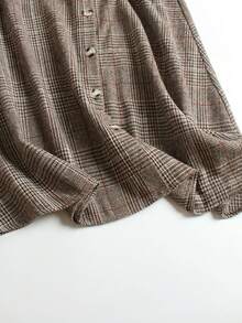 Women's Casual Plaid Button Front Skirt, For Autumn/Winter