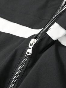 Manfinity Sport Corelite Boyfriend Style Men's Autumn Contrast Color Zipper Front Hooded Padded Coat Men Zip Up Jacketmen Zip Upmen Jacket Hoodiehoodie Jacket For Menmen Hoodie Jacket