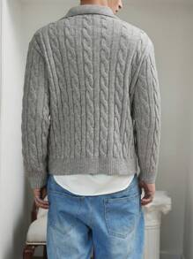 Manfinity Homme Men's Single-Breasted Casual Cardigan, Autumn And Winter - Light Grey - View 2